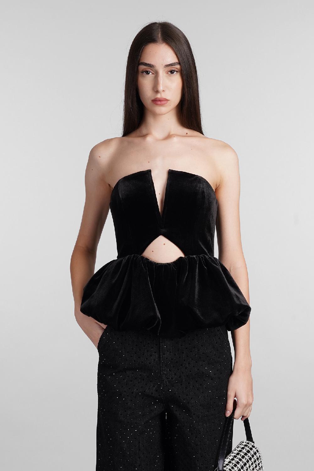 Deliberti Self Portrait Topwear in poliestere nero cod. 408241 - Deliberti The Luxury Shopping