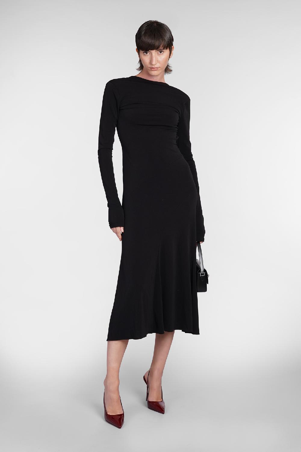 Deliberti The Andamane Abito Sabrina In Poliestere Nero Cod. 403565 - Deliberti The Luxury Shopping