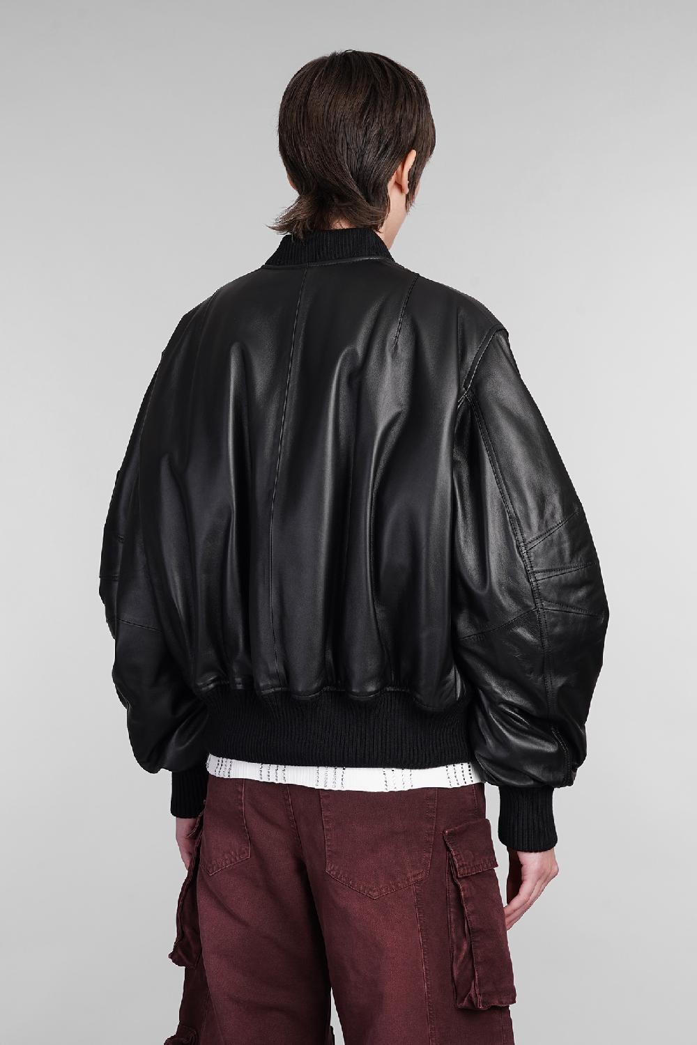 Deliberti The Attico Bomber Anja In Pelle Nera Cod. 381521 - Deliberti The Luxury Shopping