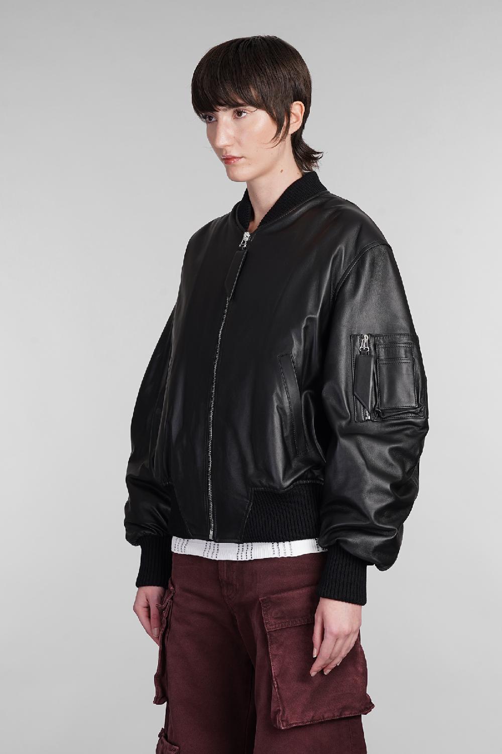 Deliberti The Attico Bomber Anja In Pelle Nera Cod. 381521 - Deliberti The Luxury Shopping