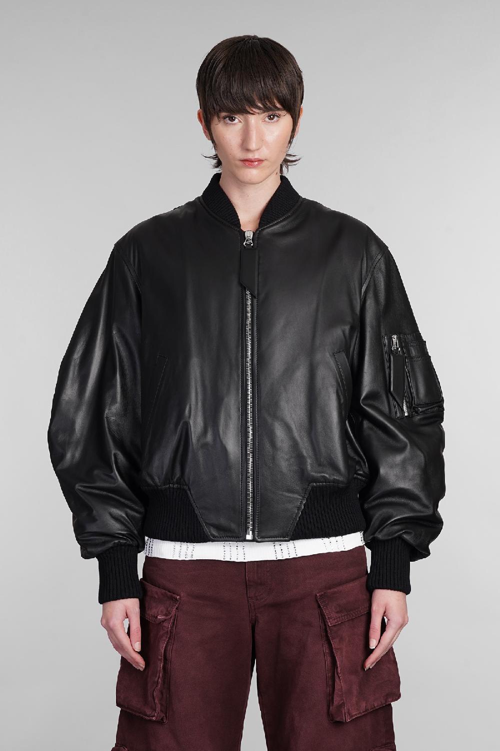 Deliberti The Attico Bomber anja in pelle nera cod. 381521 - Deliberti The Luxury Shopping