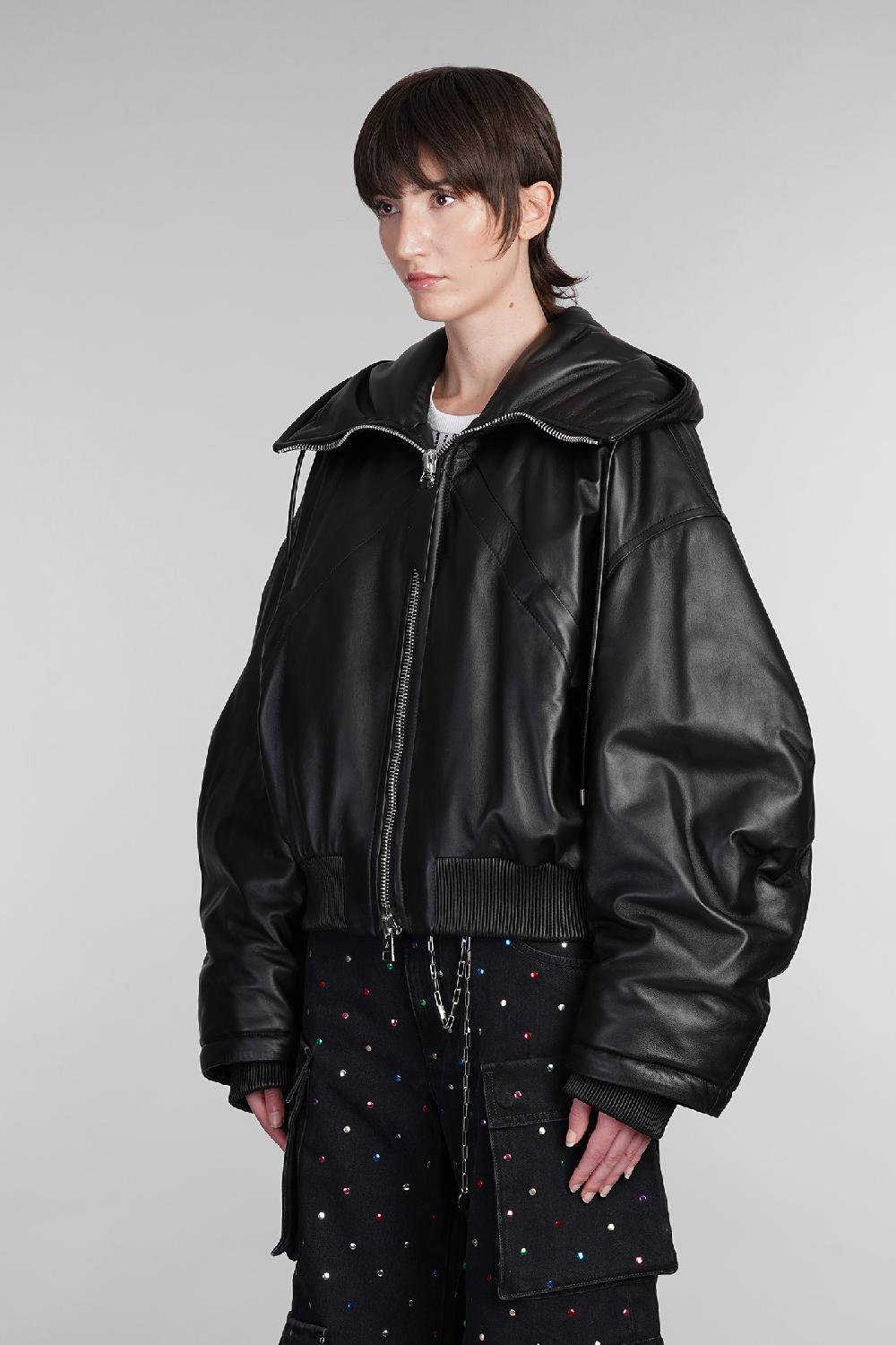 Deliberti The Attico Bomber In Pelle Nera Cod. 402015 - Deliberti The Luxury Shopping