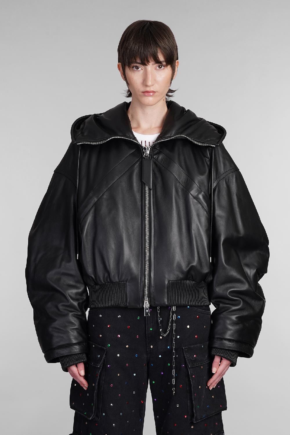 Deliberti The Attico Bomber in pelle nera cod. 402015 - Deliberti The Luxury Shopping