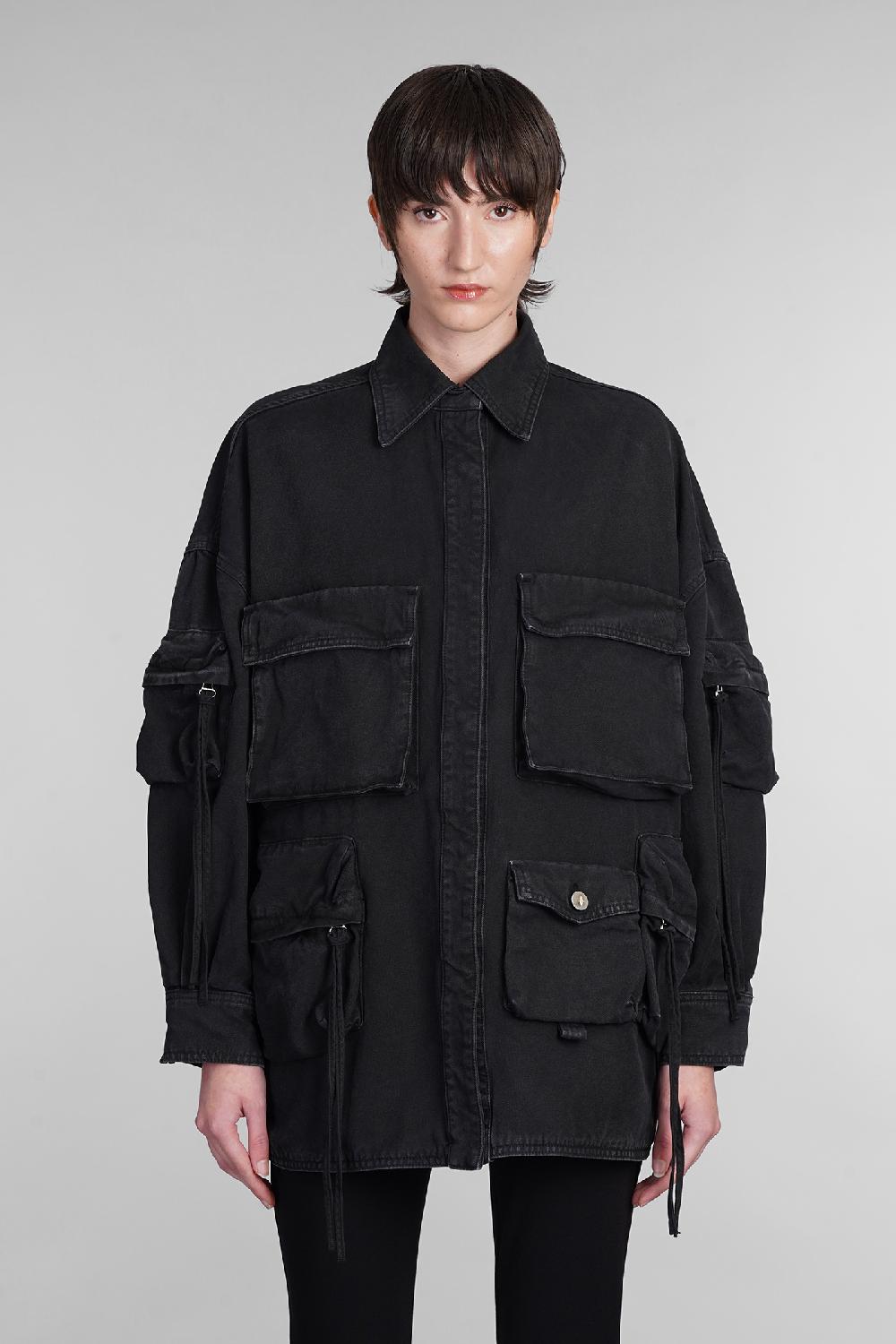 Deliberti The Attico Cappotto fern in cotone nero cod. 402014 - Deliberti The Luxury Shopping