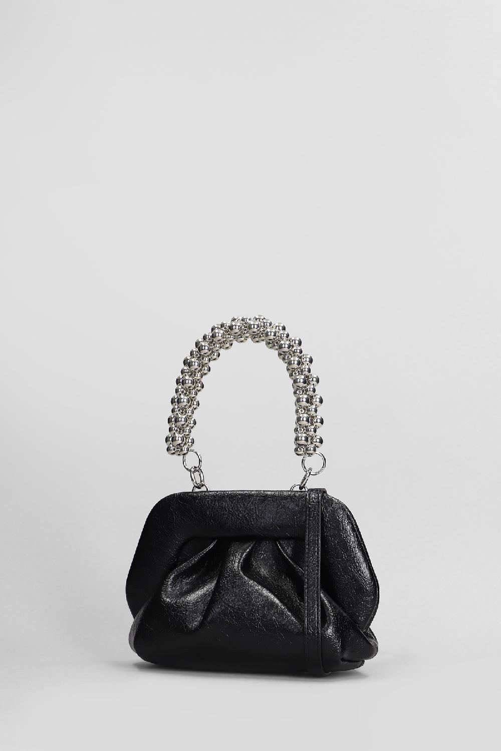 Deliberti THEMOIRè Pochette Gea Handle Beads In Ecopelle Nera Cod. 405908 - Deliberti The Luxury Shopping
