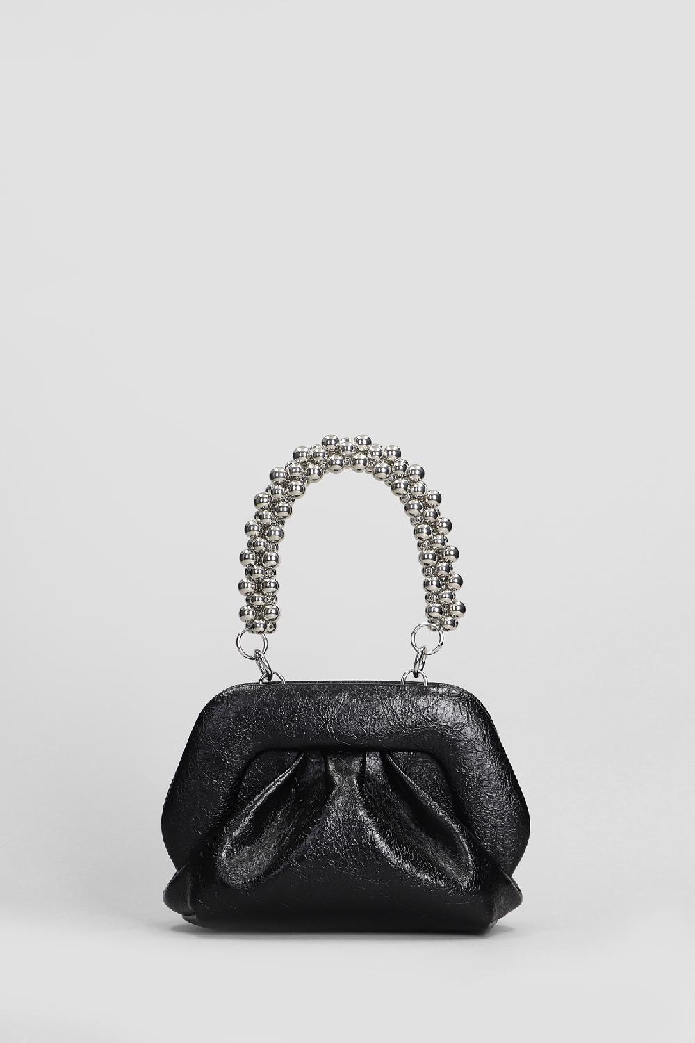 Deliberti THEMOIRè Pochette Gea Handle Beads In Ecopelle Nera Cod. 405908 - Deliberti The Luxury Shopping