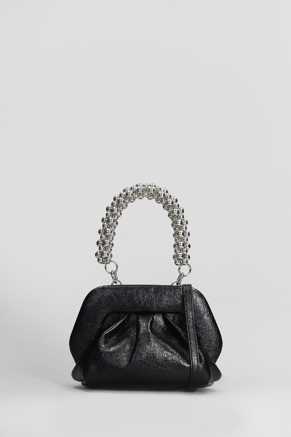 Deliberti THEMOIRè Pochette gea handle beads in ecopelle nera cod. 405908 - Deliberti The Luxury Shopping