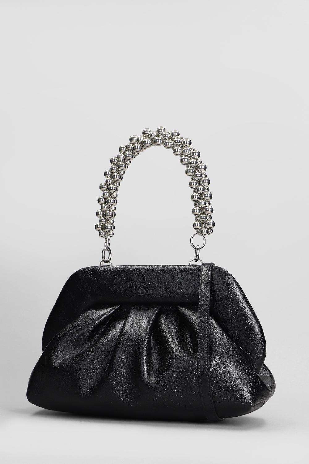 Deliberti THEMOIRè Pochette Tia Handle Beads In Ecopelle Nera Cod. 405909 - Deliberti The Luxury Shopping