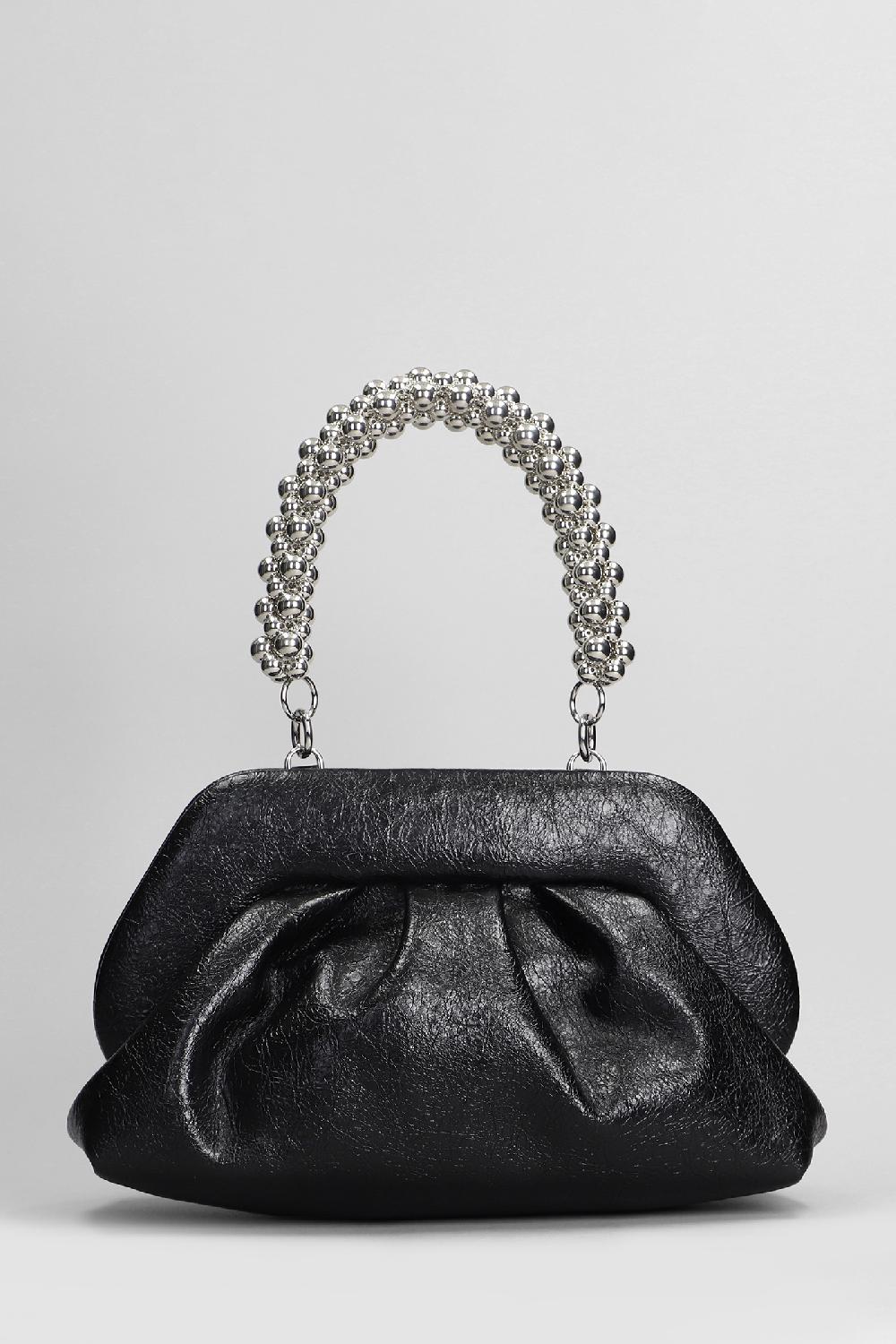 Deliberti THEMOIRè Pochette Tia Handle Beads In Ecopelle Nera Cod. 405909 - Deliberti The Luxury Shopping