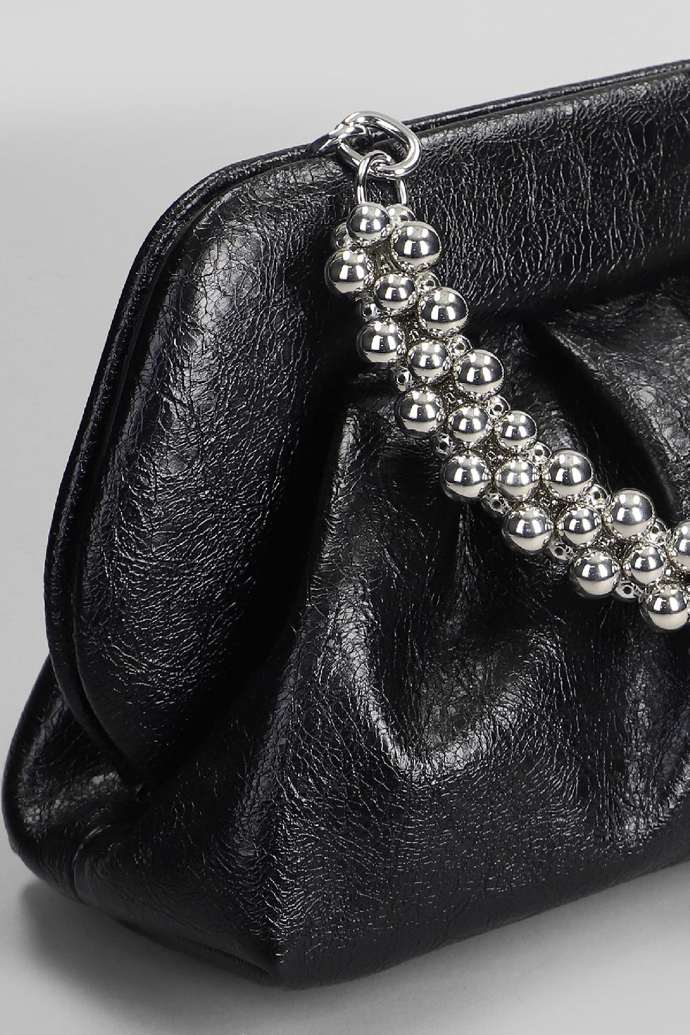 Deliberti THEMOIRè Pochette Tia Handle Beads In Ecopelle Nera Cod. 405909 - Deliberti The Luxury Shopping