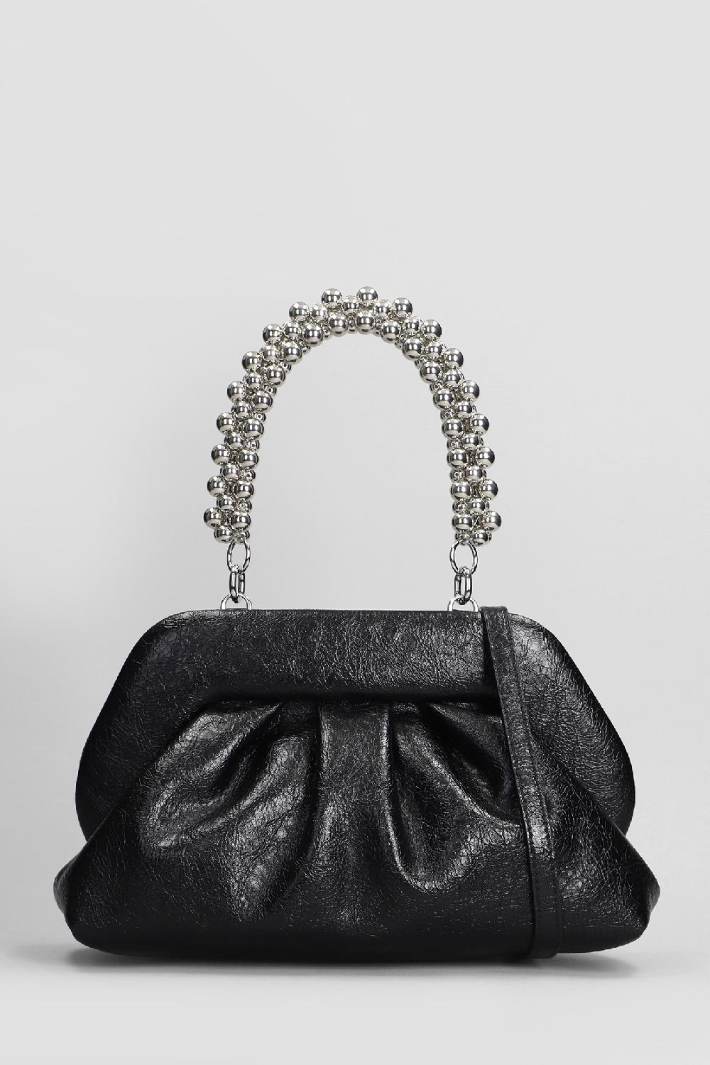 Deliberti THEMOIRè Pochette tia handle beads in ecopelle nera cod. 405909 - Deliberti The Luxury Shopping
