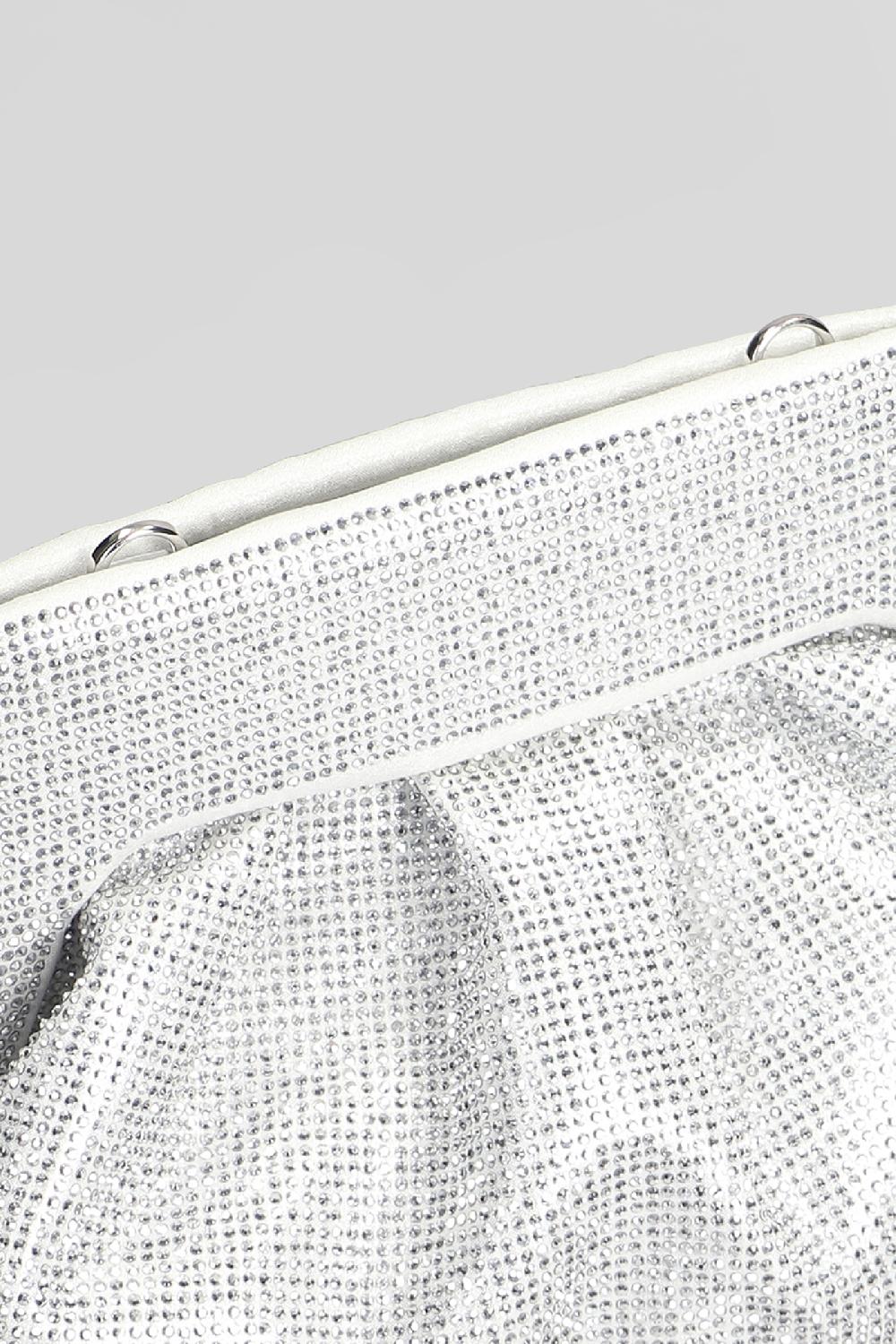 Deliberti THEMOIRè Pochette Tia Strass In Ecopelle Argento Cod. 405890 - Deliberti The Luxury Shopping