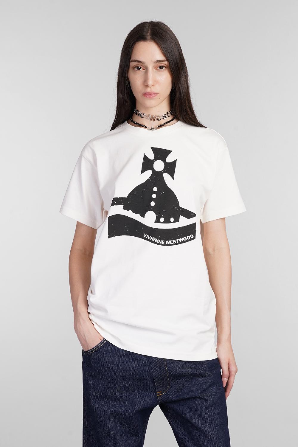 Deliberti Vivienne Westwood T-shirt sunken orb in cotone beige cod. 404429 - Deliberti The Luxury Shopping