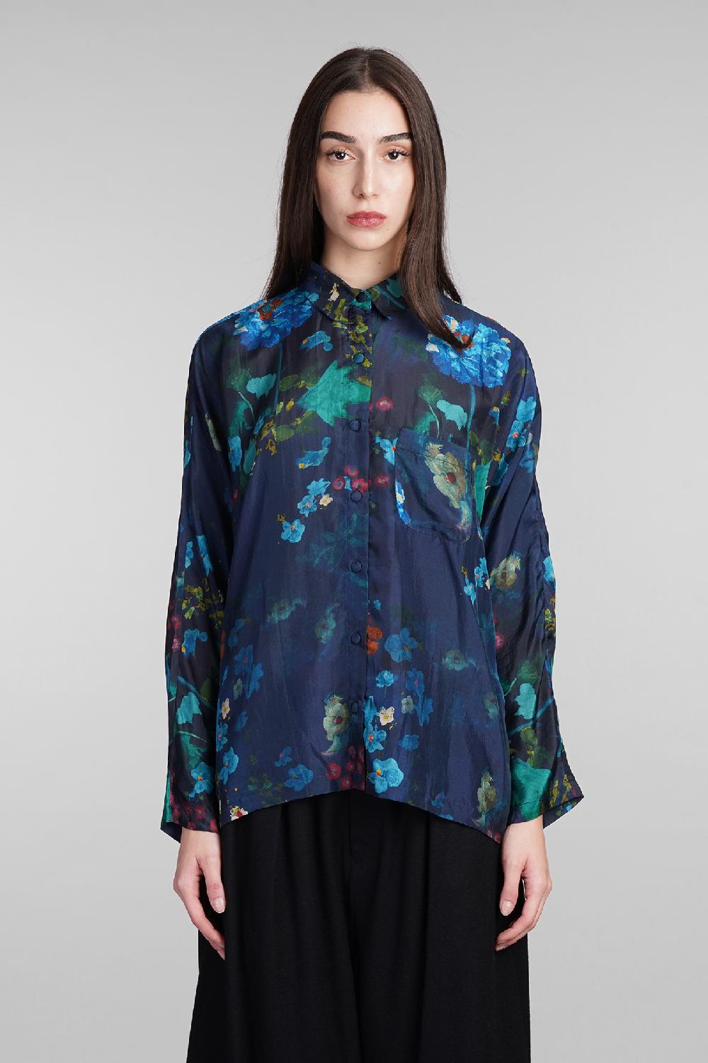 Deliberti YAVI Camicia in seta blu cod. 409337 - Deliberti The Luxury Shopping