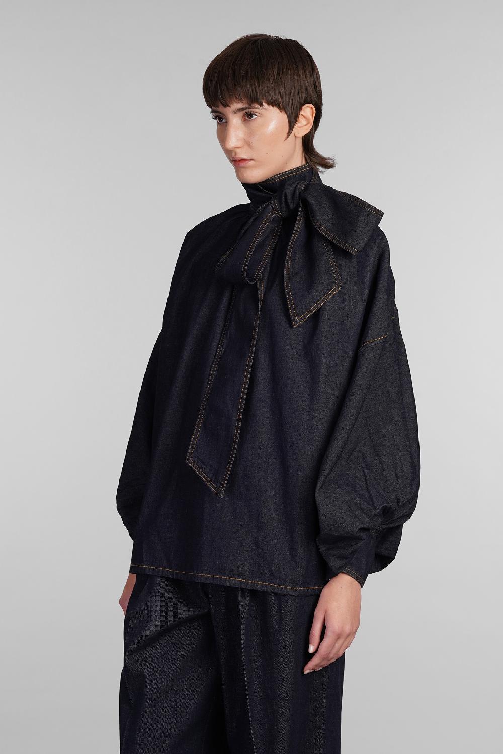 Deliberti Zimmermann Blusa In Cotone Blu Cod. 407170 - Deliberti The Luxury Shopping