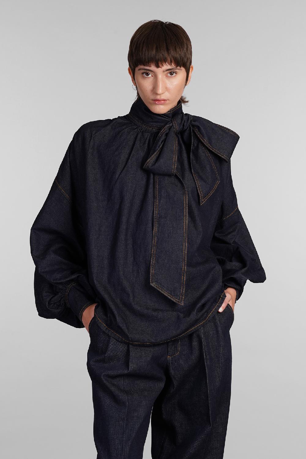 Deliberti Zimmermann Blusa in cotone blu cod. 407170 - Deliberti The Luxury Shopping