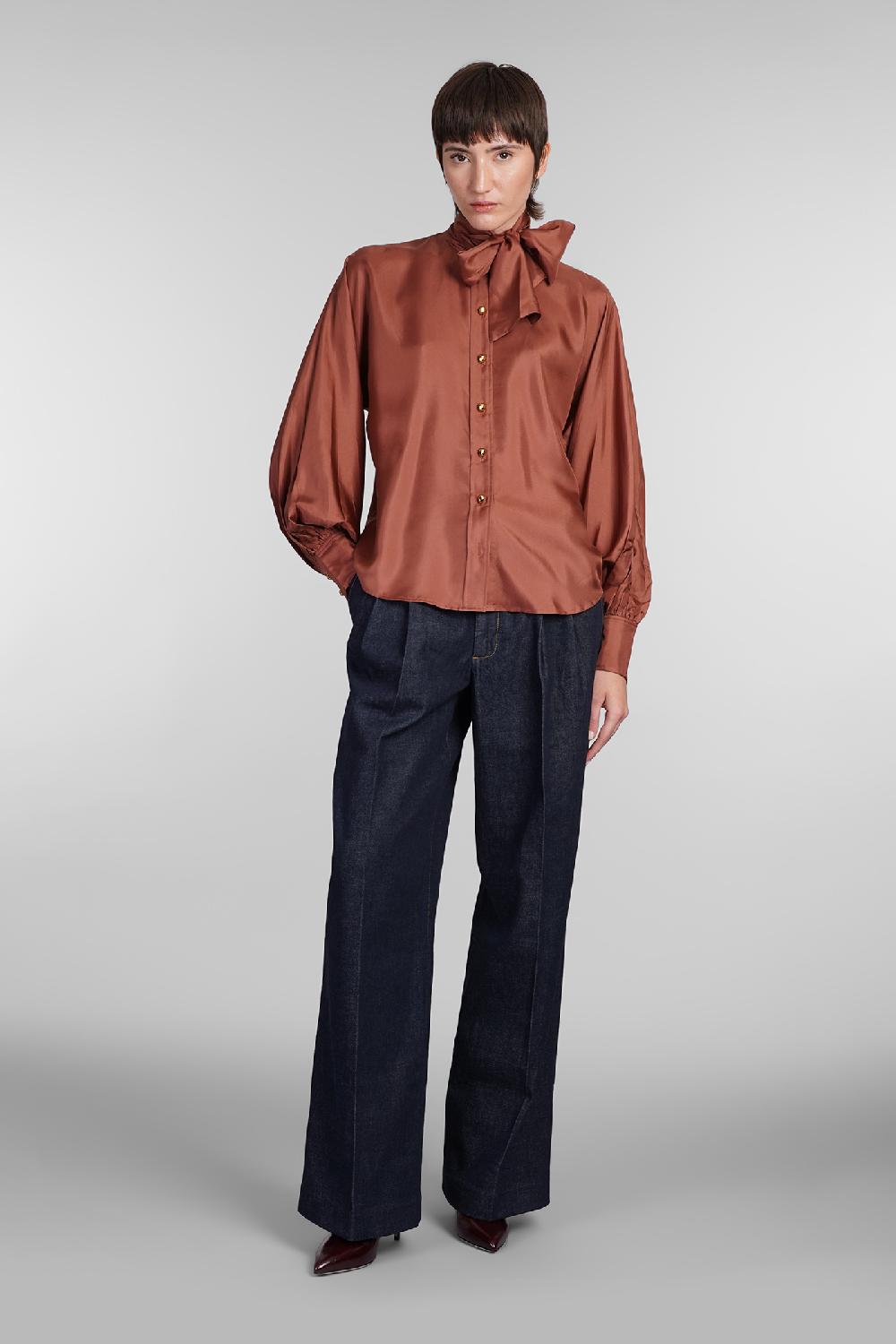 Deliberti Zimmermann Blusa In Seta Marrone Cod. 407181 - Deliberti The Luxury Shopping