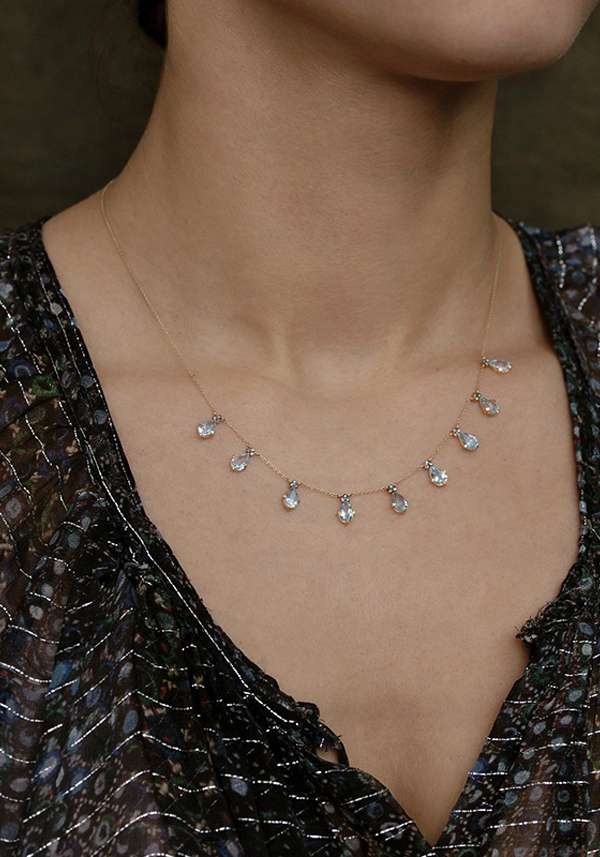 Rose & Lini 5 OCTOBRE “JULIAN” AQUAMARINE & DIAMONDS NECKLACE