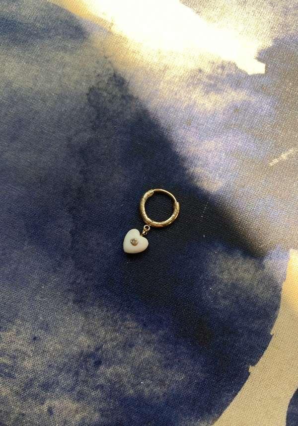 Rose & Lini 5 OCTOBRE “LOLA D” WHITE HEART SINGLE EARRING