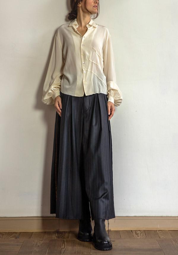 Rose & Lini A TENTATIVE ATELIER COTTON “STRIPED” CHARCOAL PANTS