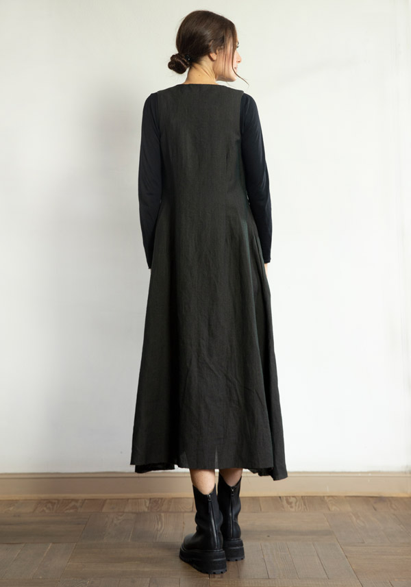 Rose & Lini A TENTATIVE ATELIER WOOL “SISSAL” DARK BROWN DRESS