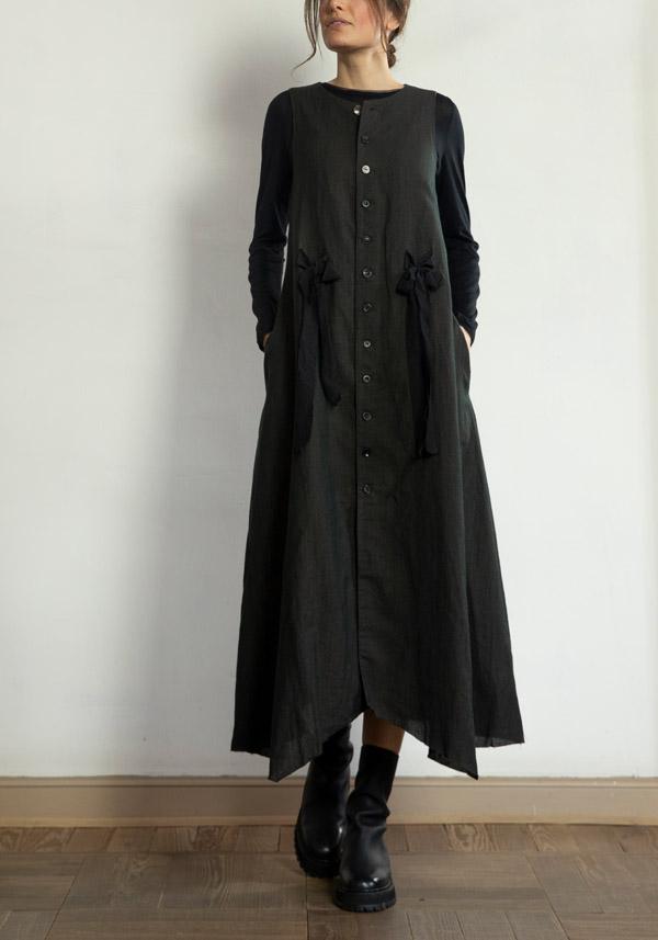 Rose & Lini A TENTATIVE ATELIER WOOL “SISSAL” DARK BROWN DRESS