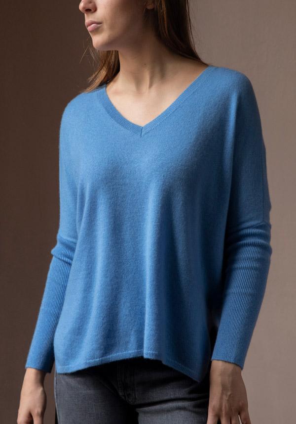 Rose & Lini ABSOLUT CASHMERE “PONCHO CAMILLE” CORNFLOWER