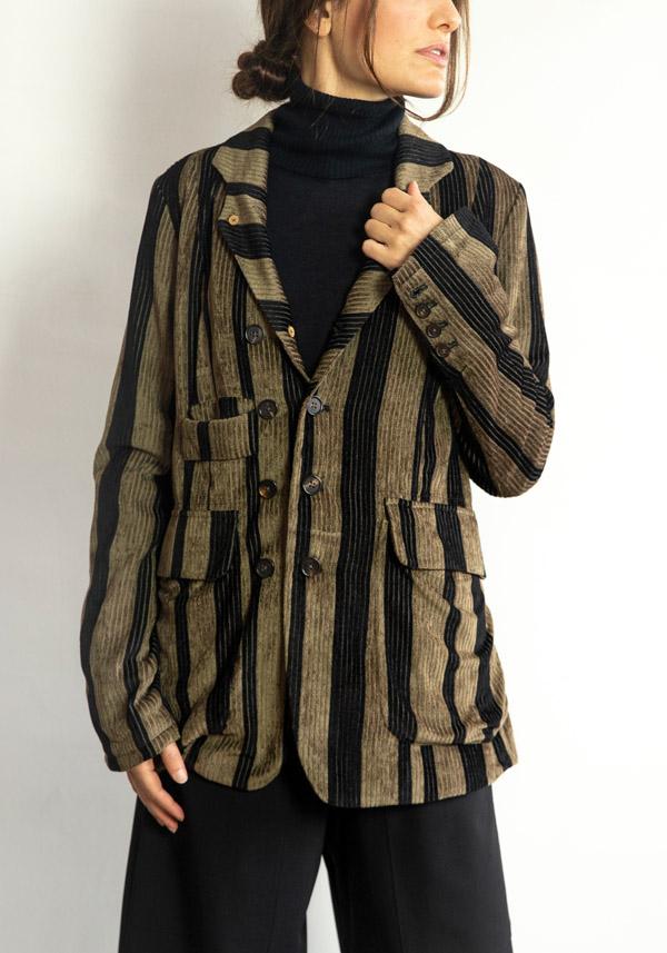 Rose & Lini ALEKSANDR MANAMIS STRIPED “JACKET 1692” BLACK & BROWN