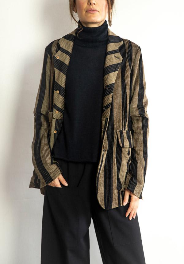Rose & Lini ALEKSANDR MANAMIS STRIPED “JACKET 1692” BLACK & BROWN