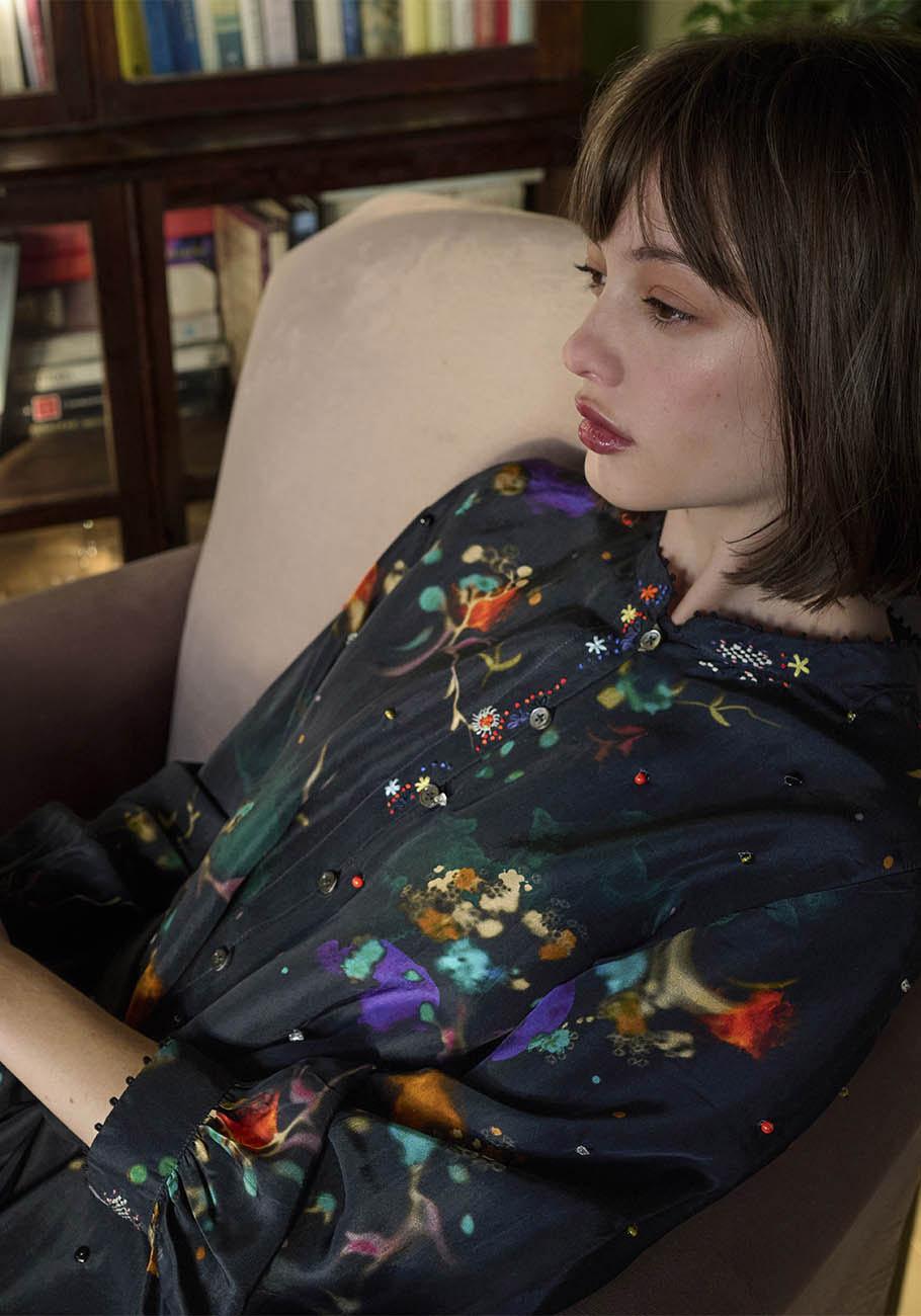 Rose & Lini AN AN LONDREE SILK “HERITAGE DRESS” BLUE-BLACK