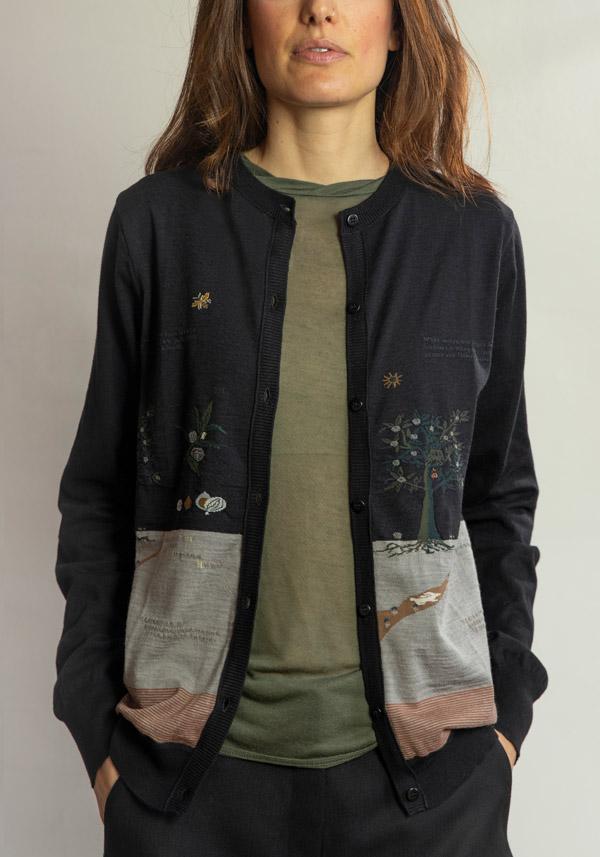 Rose & Lini ANTIPAST COTTON & CASHMERE “CARDIGAN NF104-790” BLACK