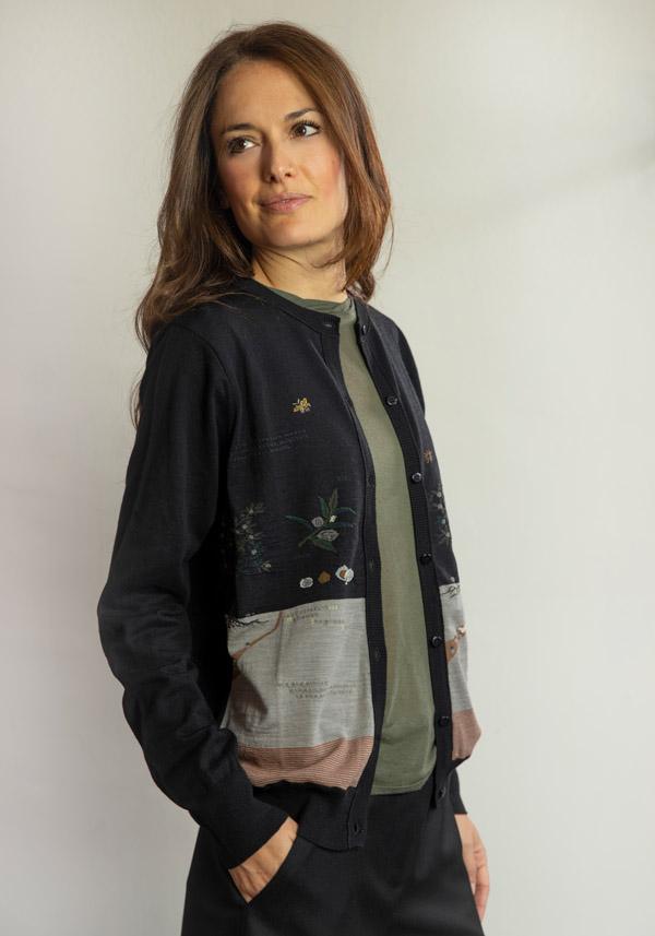 Rose & Lini ANTIPAST COTTON & CASHMERE “CARDIGAN NF104-790” BLACK