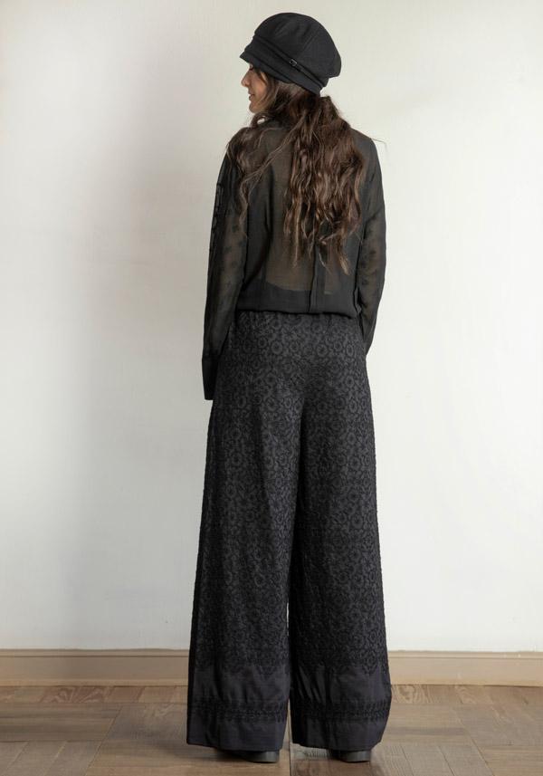 Rose & Lini ANTIPAST COTTON & SILK EMBROIDERED “TROUSERS EP210” BLACK