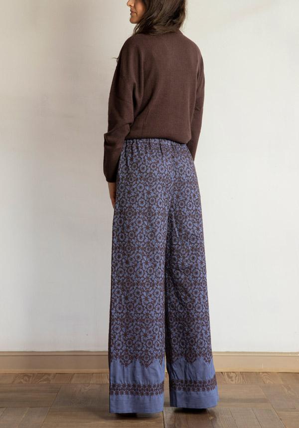 Rose & Lini ANTIPAST COTTON & SILK EMBROIDERED “TROUSERS EP210” BLUE