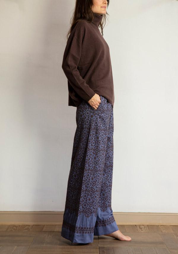 Rose & Lini ANTIPAST COTTON & SILK EMBROIDERED “TROUSERS EP210” BLUE