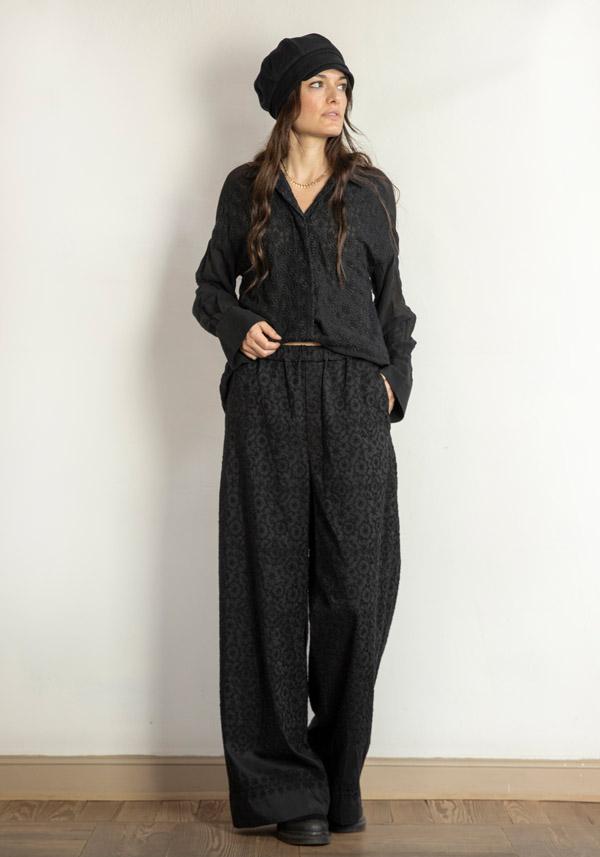 Rose & Lini ANTIPAST COTTON & SILK EMBROIDERED “TROUSERS EP210” BLACK