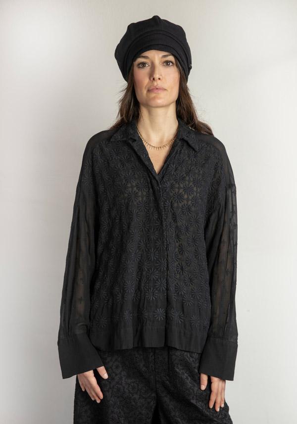 Rose & Lini ANTIPAST CUPRA & COTTON EMBROIDERED “BLOUSE DEBT” BLACK