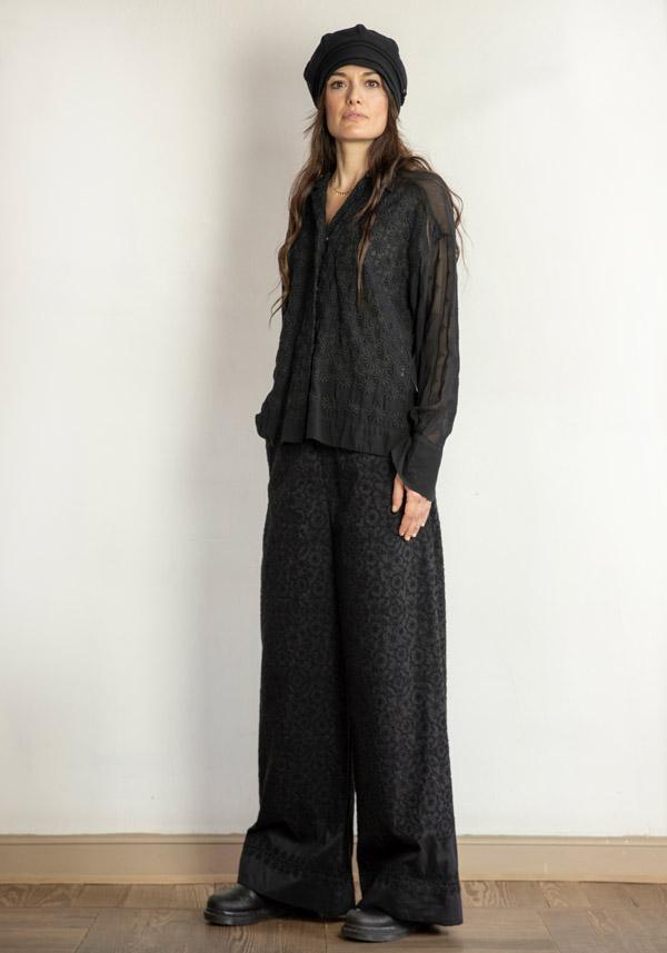 Rose & Lini ANTIPAST CUPRA & COTTON EMBROIDERED “BLOUSE DEBT” BLACK