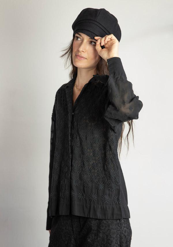 Rose & Lini ANTIPAST CUPRA & COTTON EMBROIDERED “BLOUSE DEBT” BLACK