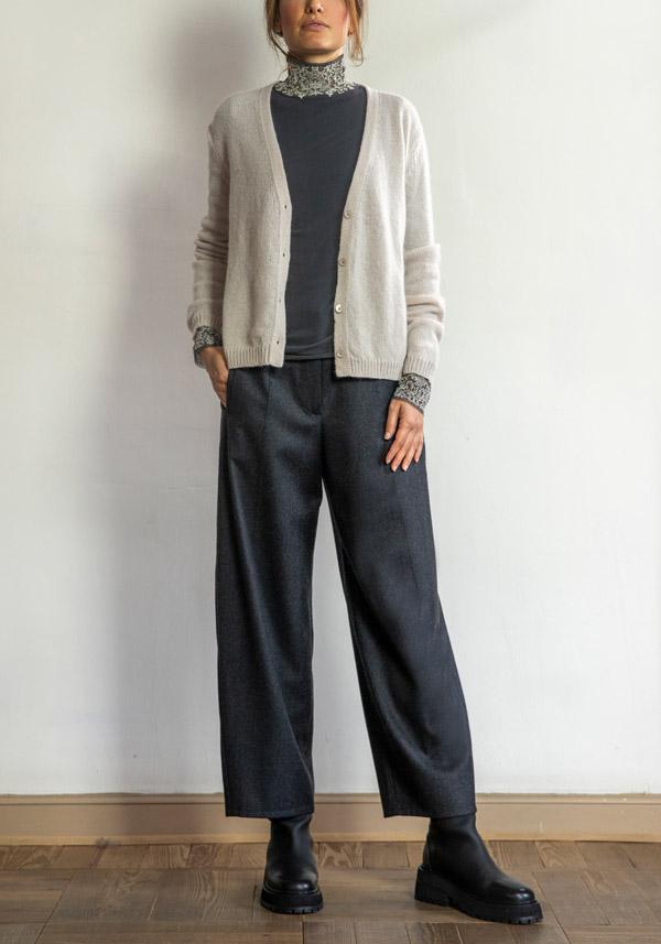 Rose & Lini ANTIPAST “SINGLET MT117C” CHARCOAL & IVORY TOP