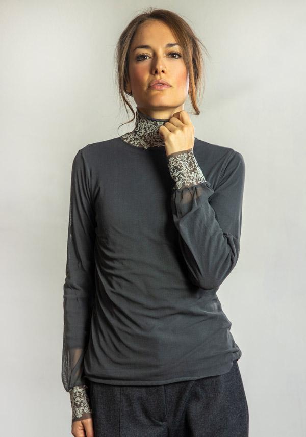 Rose & Lini ANTIPAST “SINGLET MT117C” CHARCOAL & IVORY TOP