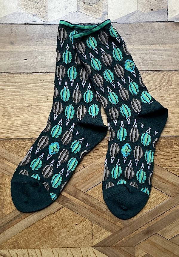 Rose & Lini ANTIPAST WOOL “FLOATING DROPS” AS-224 SOCKS GREEN