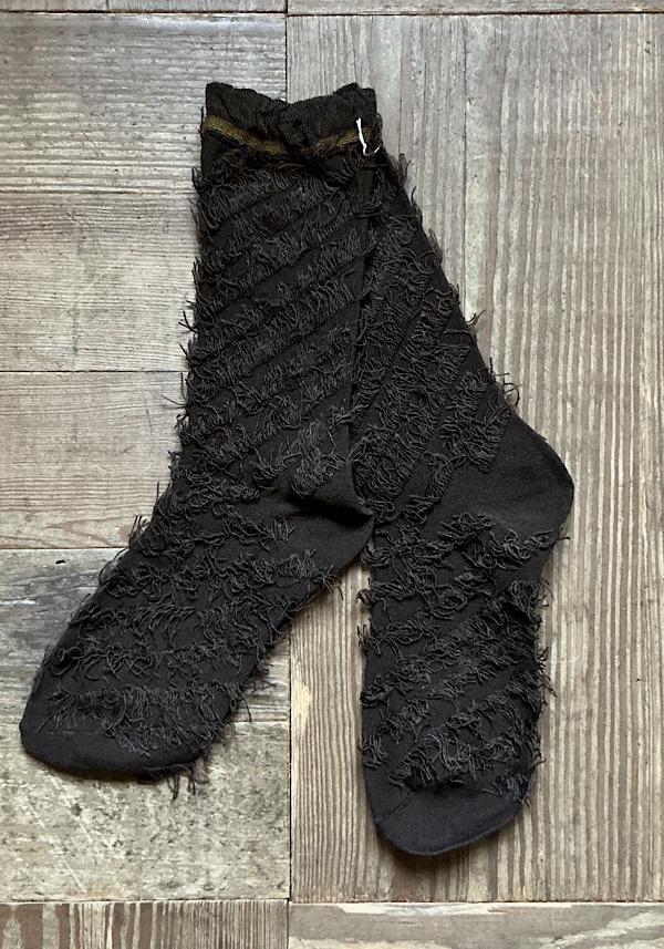 Rose & Lini ANTIPAST WOOL “FRINGE” AS-223 SOCKS DARK BROWN