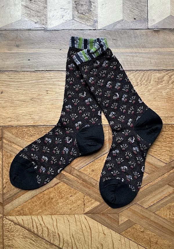 Rose & Lini ANTIPAST WOOL “FUN FAN” AM-501A SOCKS DARK BROWN