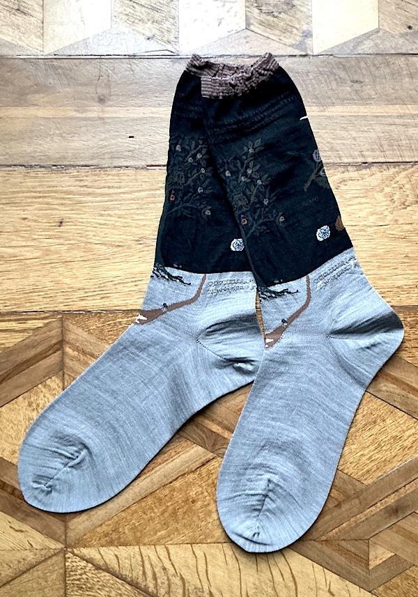 Rose & Lini ANTIPAST WOOL “OLIVE HARVEST” AM-790 SOCKS BLACK