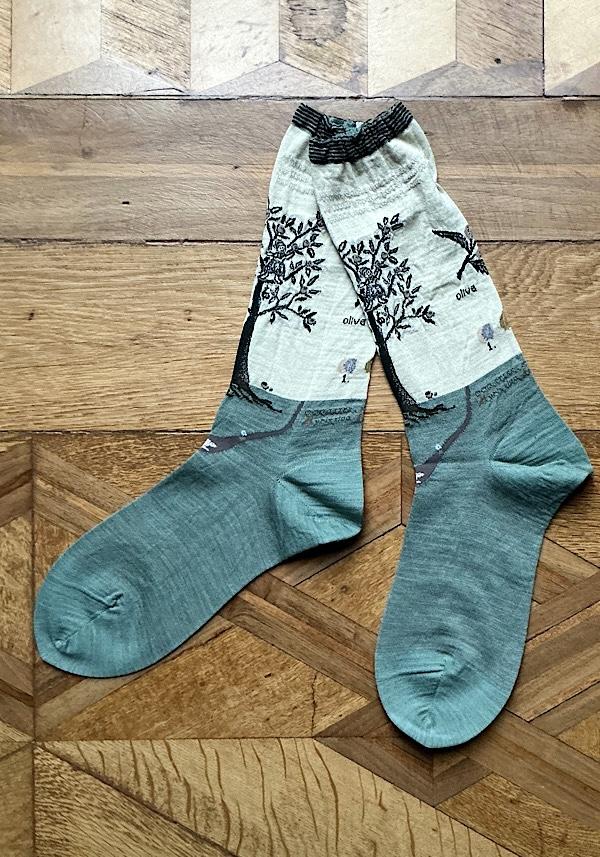 Rose & Lini ANTIPAST WOOL “OLIVE HARVEST” AM-790 SOCKS IVORY
