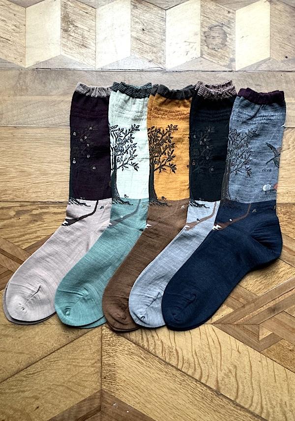 Rose & Lini ANTIPAST WOOL “OLIVE HARVEST” AM-790 SOCKS MIX GREY