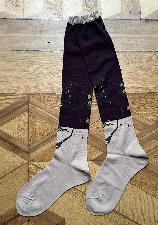 Rose & Lini ANTIPAST WOOL “OLIVE HARVEST” AM-790HS LONG SOCKS BLACK