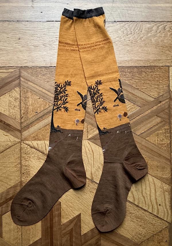 Rose & Lini ANTIPAST WOOL “OLIVE HARVEST” AM-790HS LONG SOCKS MUSTARD