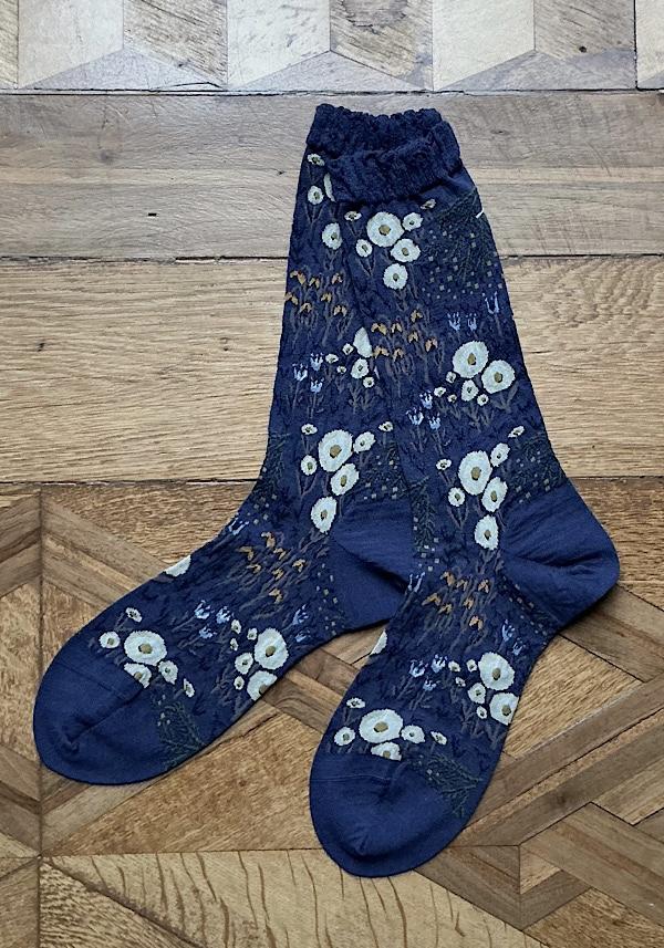 Rose & Lini ANTIPAST WOOL “WINTER GARDEN” AM-789 SOCKS BLUE